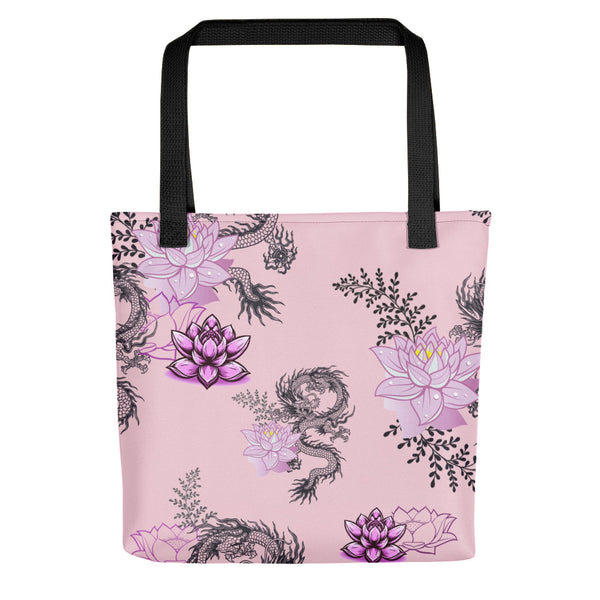 Strength & Wisdom Dragon/Lotus Flower Tote bag