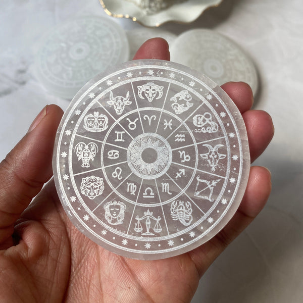 Zodiac/Astrology Selenite Charging Plate