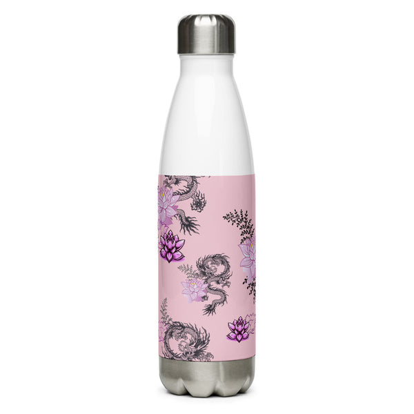 Strength & Wisdom Dragon/Lotus Flower Stainless Steel Insulated Water Bottle